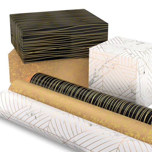 Upscale Neutrals 3-Pack Wrapping Paper, 85 sq. ft. total, 