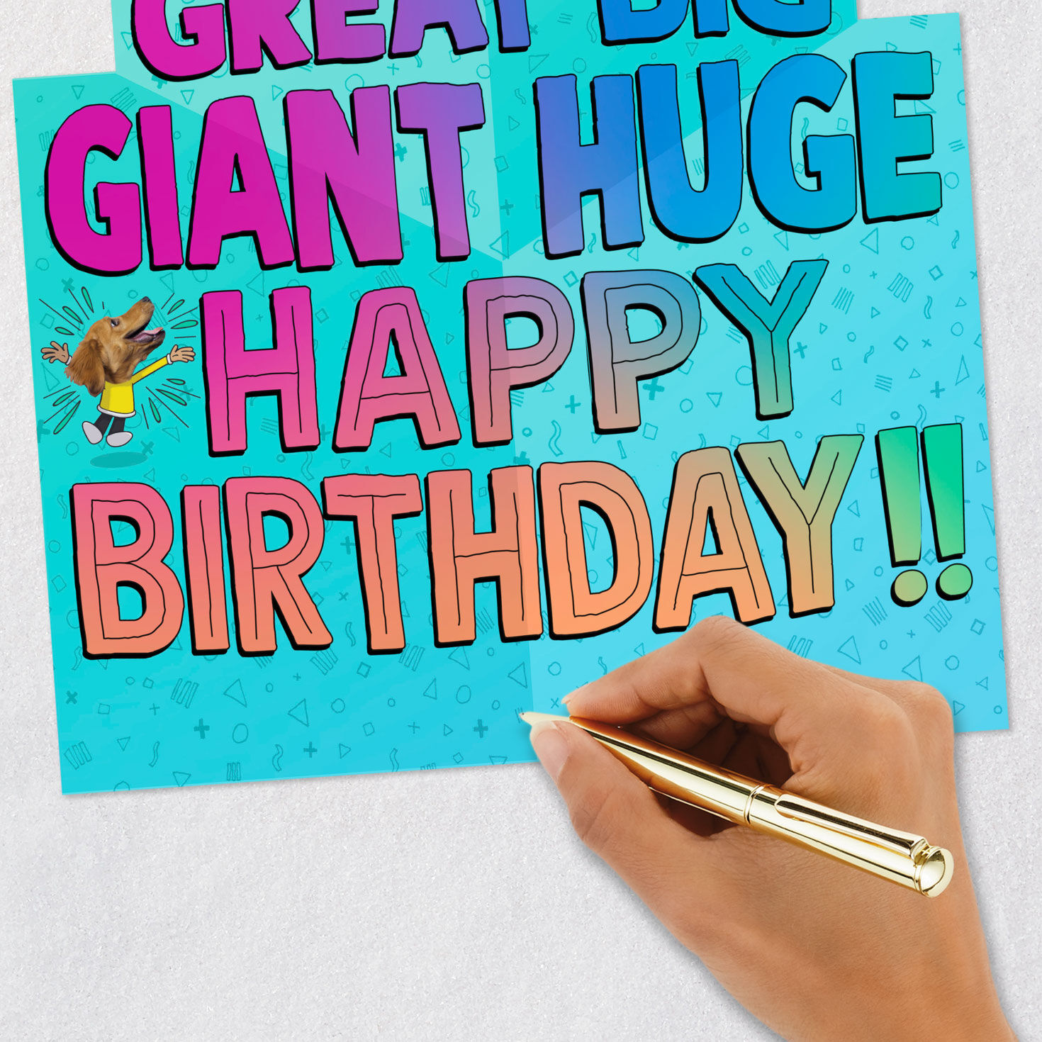 Dog Cartoon on Blue Pop-Up Birthday Card signing card image number 9