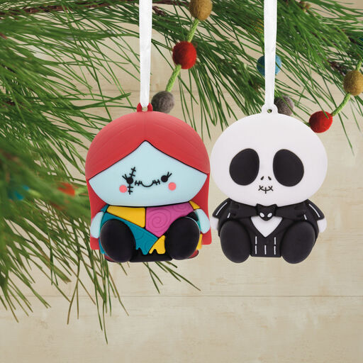 Better Together Disney Tim Burton's The Nightmare Before Christmas Jack and Sally Magnetic Hallmark Ornaments, Set of 2, 
