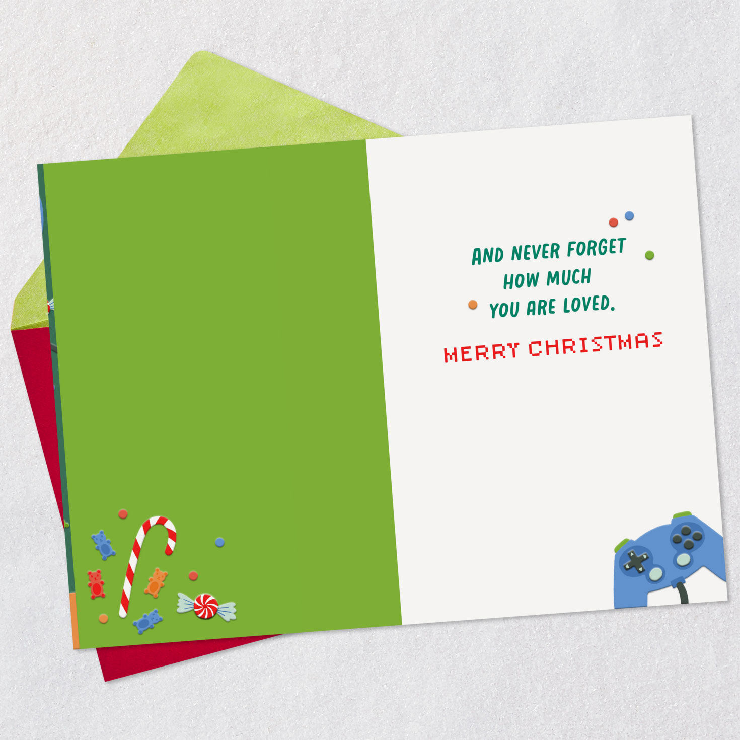 Video Games and Candy Son Christmas Card Open card with envelope image number 3