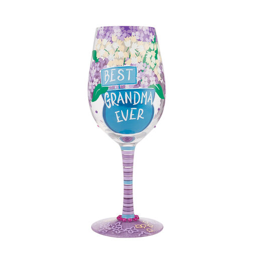 Lolita Best Grandma Ever Handpainted Wine Glass, 15 oz., 