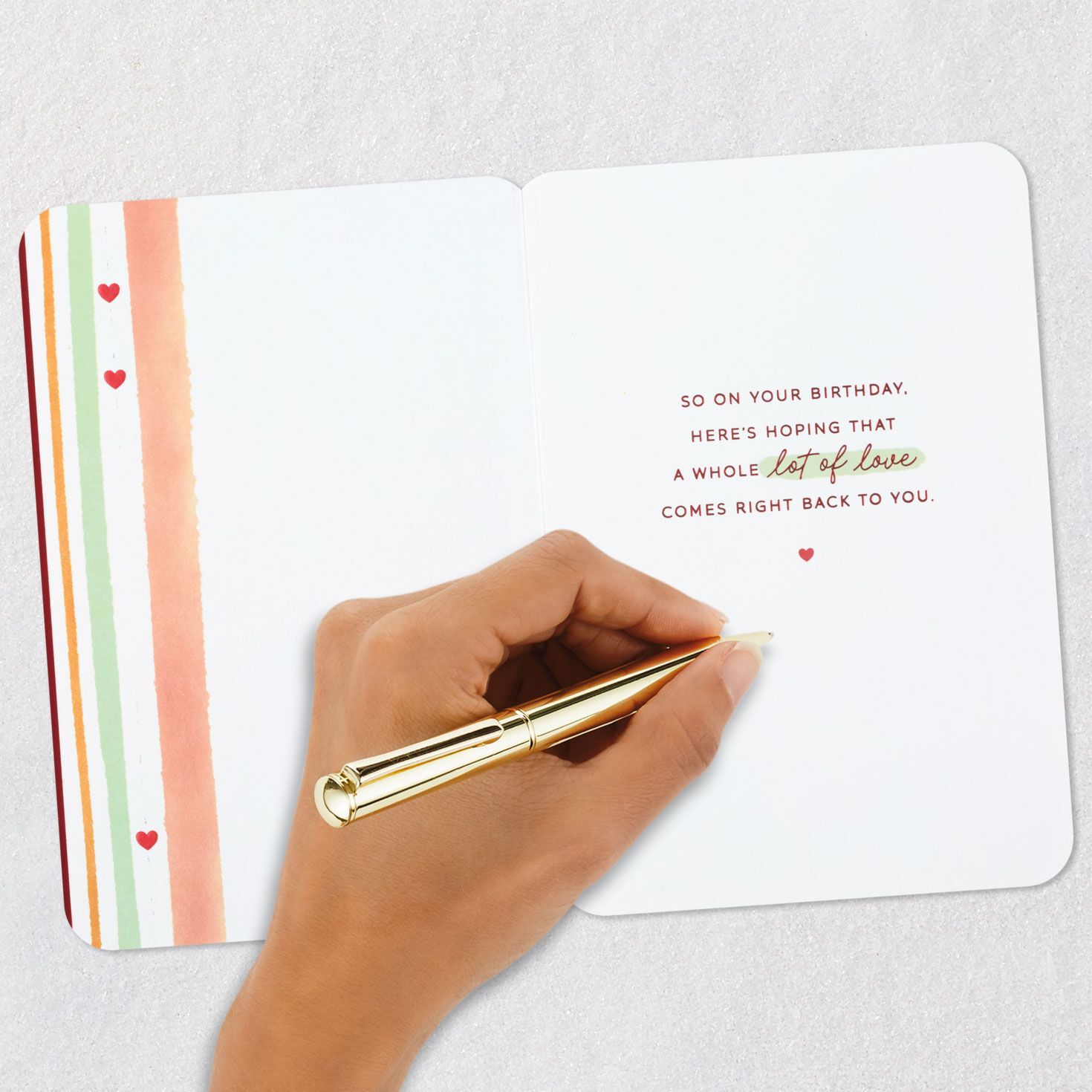 Red Heart Sunrise Valentine's Day Birthday Card Signing card image number 6