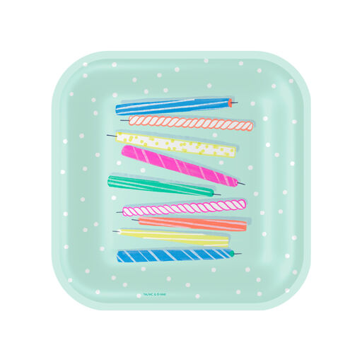 Festive Candles Square Dessert Plates, Set of 8, 