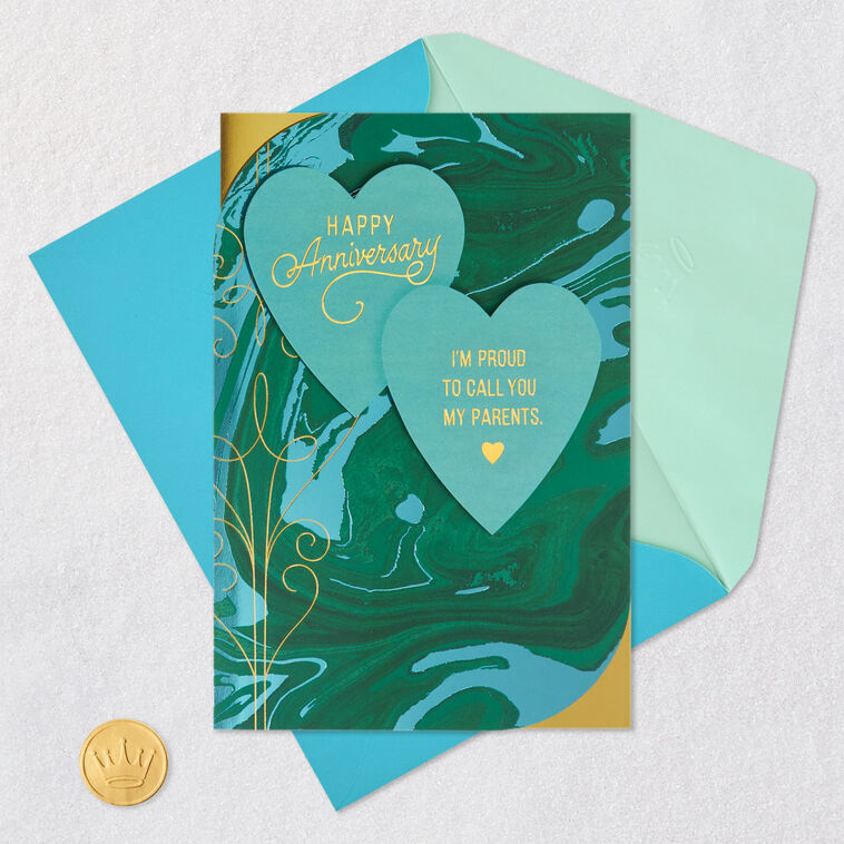 Two Green Hearts Anniversary Card for Parents  image number 6