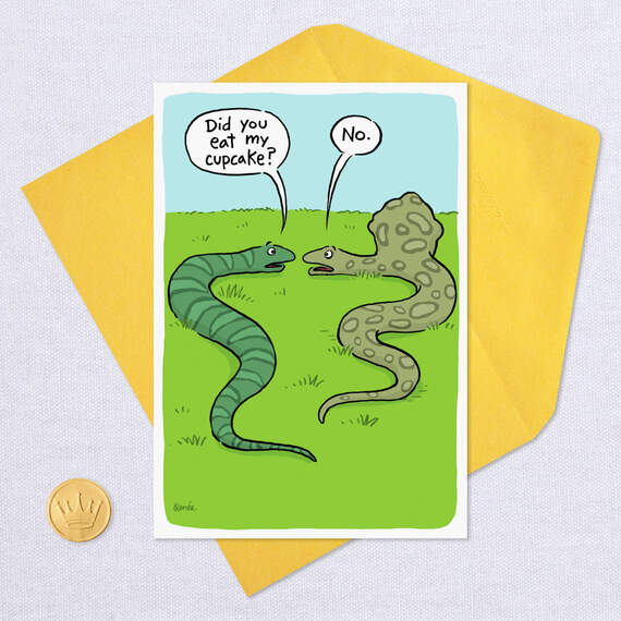 Two Snakes and a Cupcake Funny Birthday Card, , large image number 5