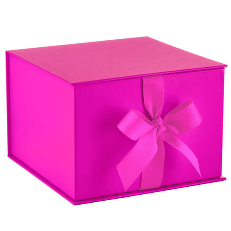 Hot Pink Large Gift Box With Shredded Paper Filler, , large
