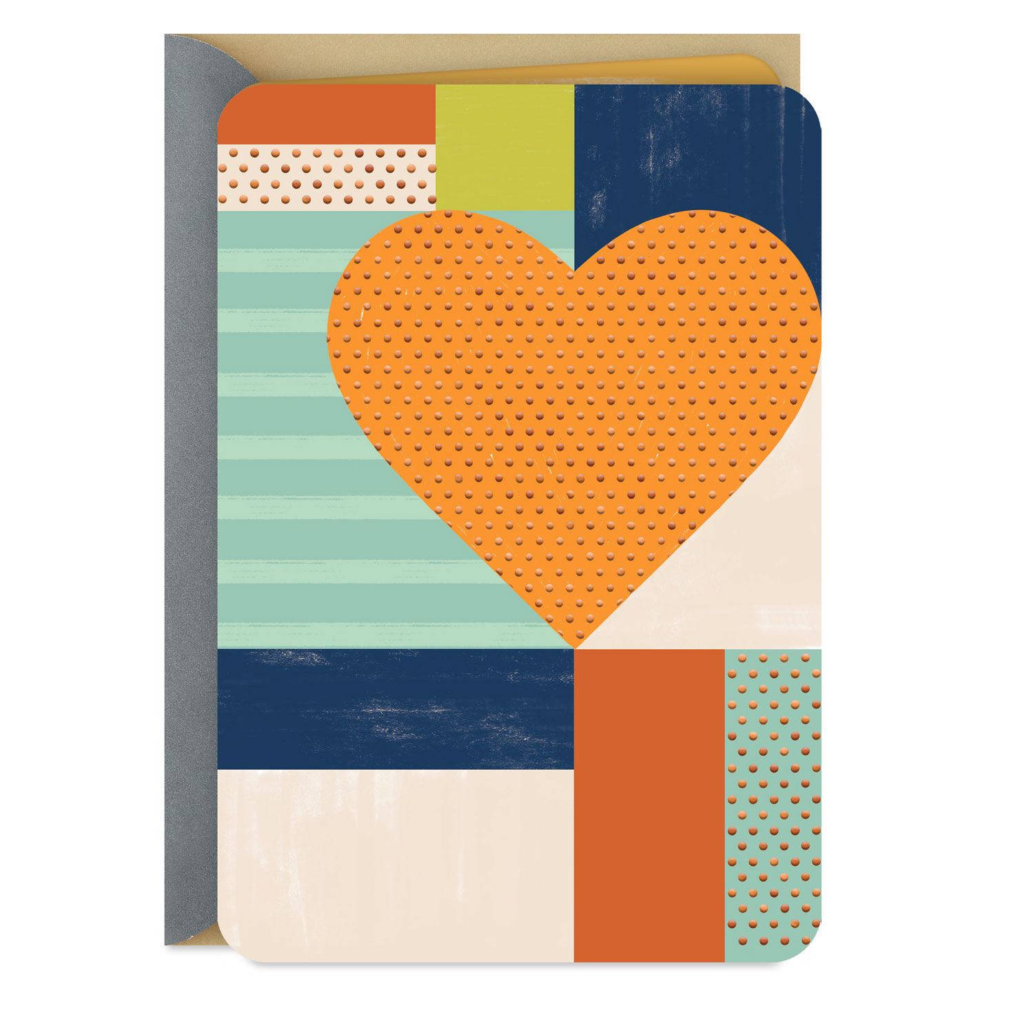 Heart on Patchwork Blank Card
