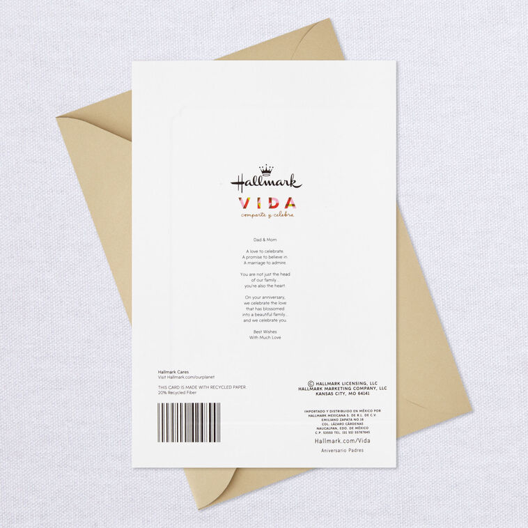 Heart of Our Family Spanish-Language Anniversary Card for Papá & Mamá With Keepsake Sentiment, , large image number 8