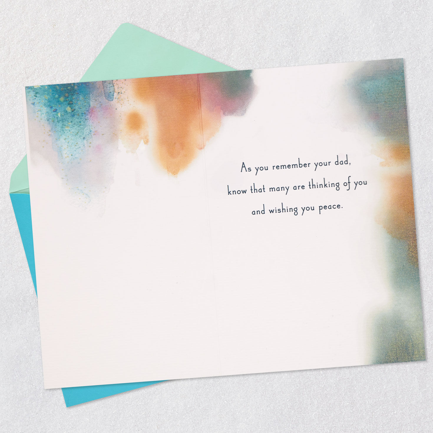 Watercolor Lake Sympathy Card for Loss of Father Open card with envelope image number 3