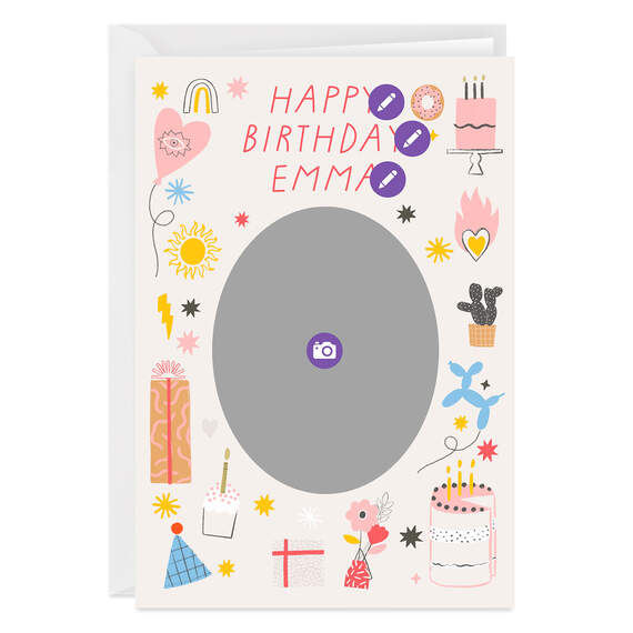 Personalized Party Icons Birthday Photo Card, , large image number 6