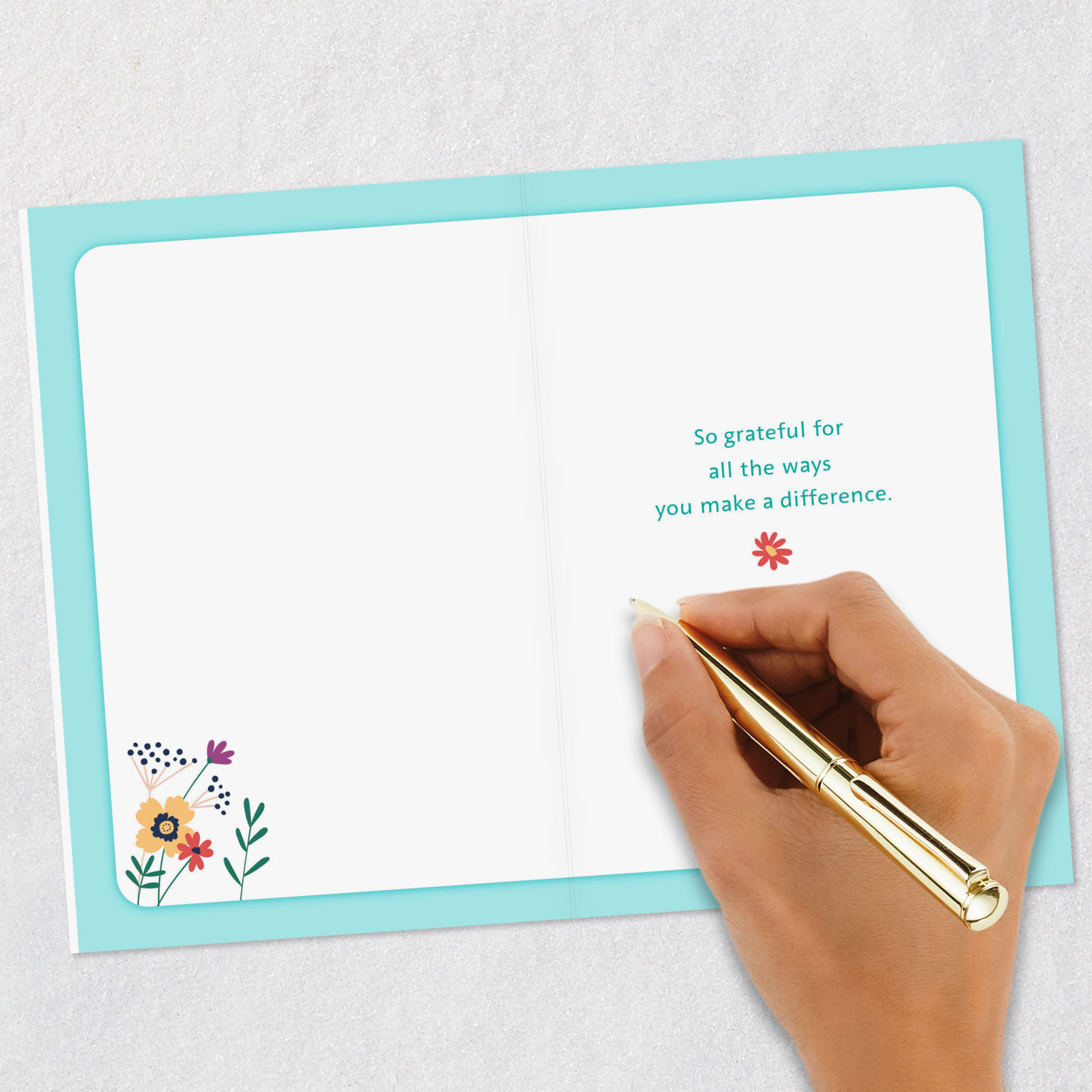 Sparkly Flowers in Vase Thank You Card Signing card image number 6