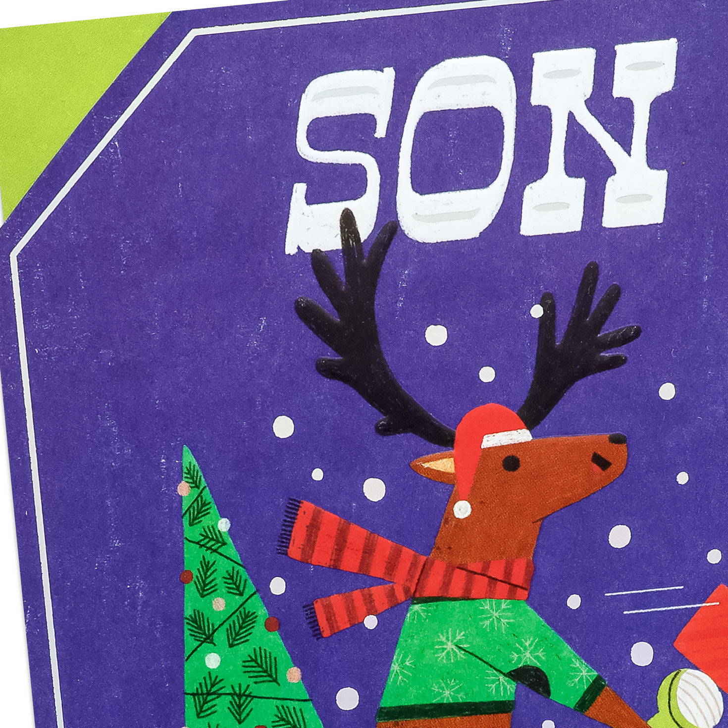 Reindeer on Scooter Christmas Card for Son Card Front Detail image number 5