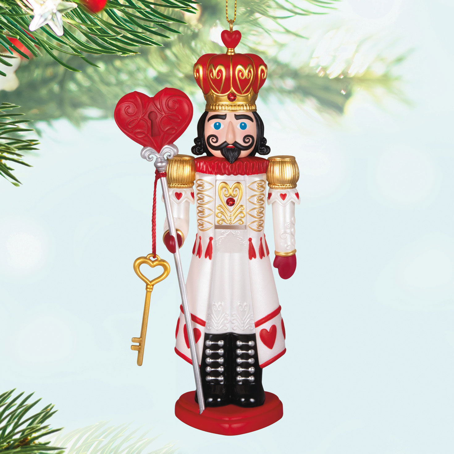 King of Hearts Nutcracker Keepsake Ornament Hanging on tree image number 2