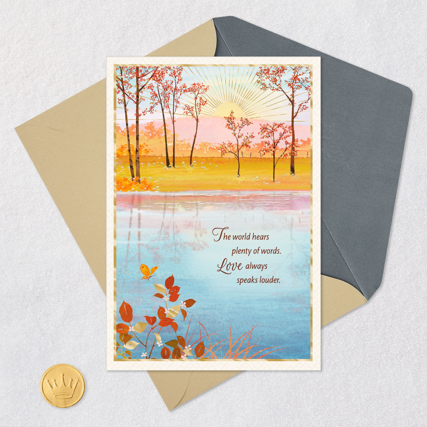 Sunset Lake Religious Clergy Appreciation Card Card Front with Envelope and Gold Seal image number 6