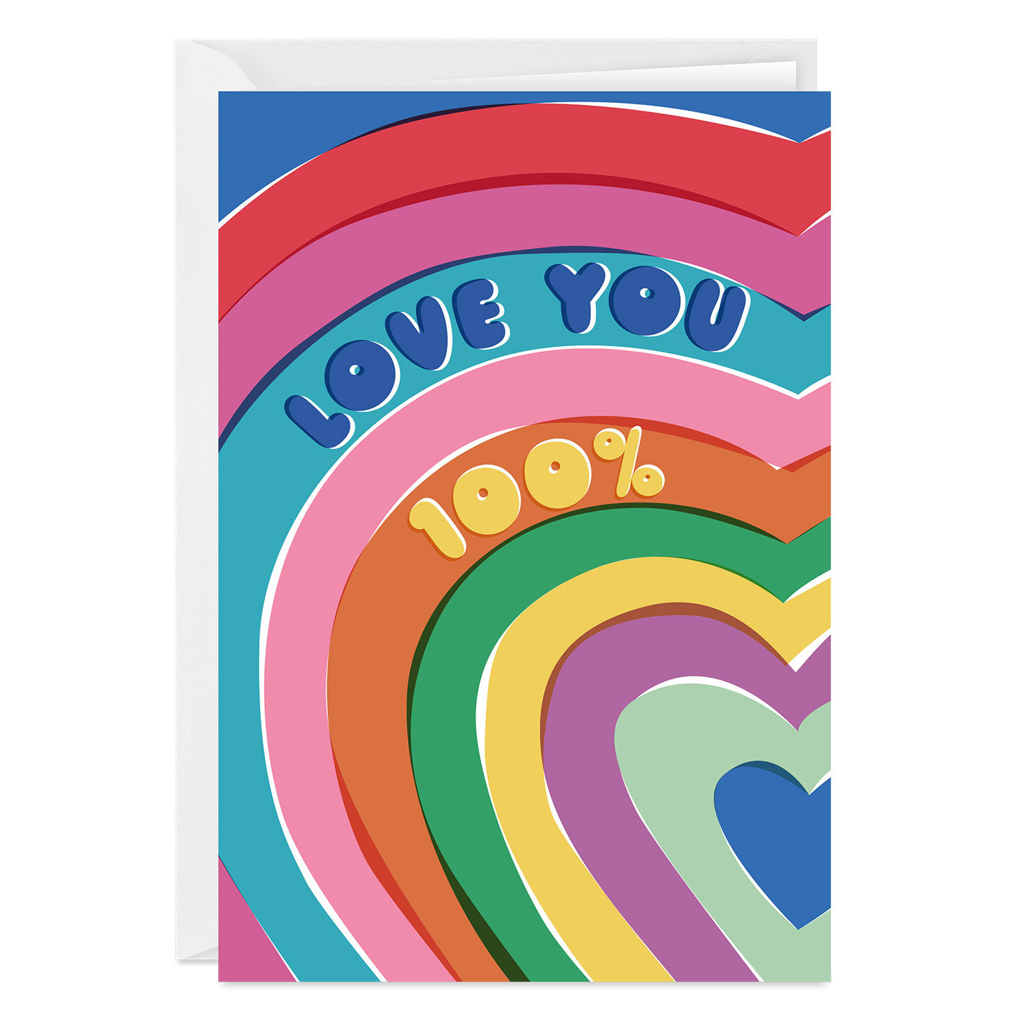 Love You 100% Colored Hearts Custom Card