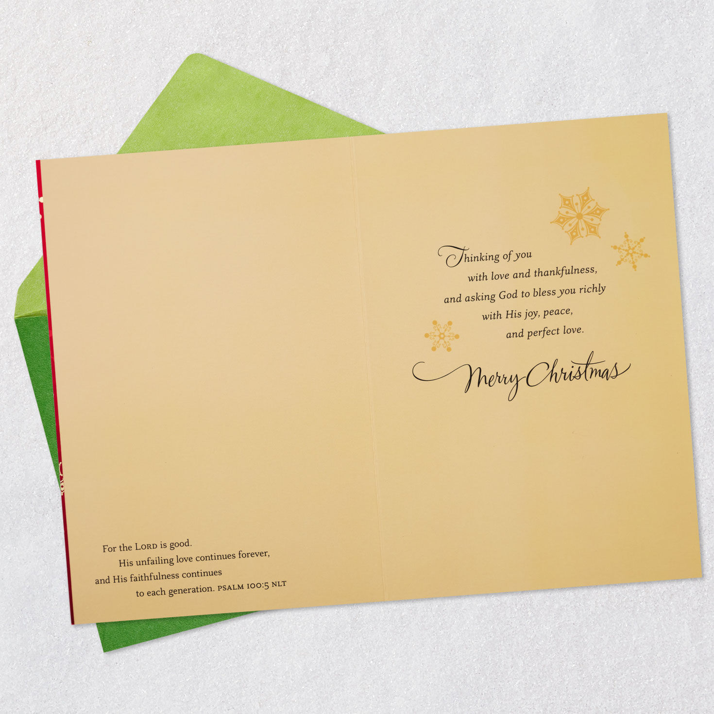 Red Snowflake Religious Christmas Card for Parents Open card with envelope image number 4