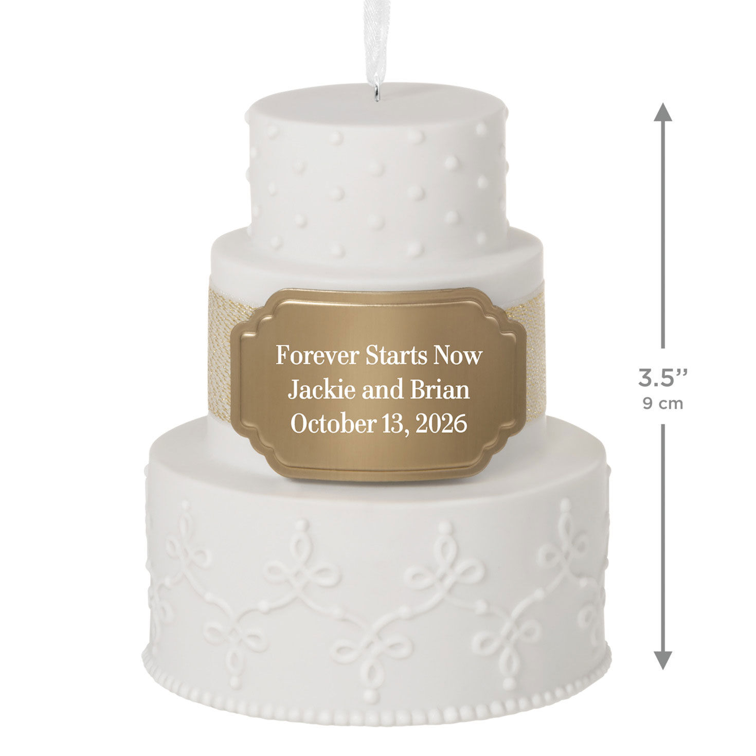 Wedding Cake Personalized Christmas Ornament measurement image number 3