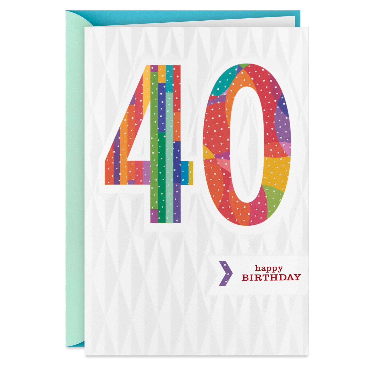 Geometric White and Rainbow 40th Birthday Card  image number 1