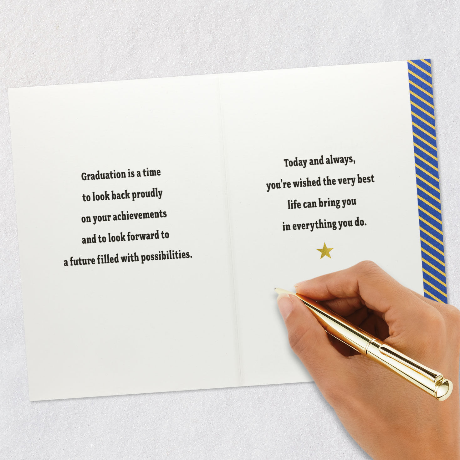 Tassel on Blue Chevron 2026 College Graduation Card Signing card image number 7