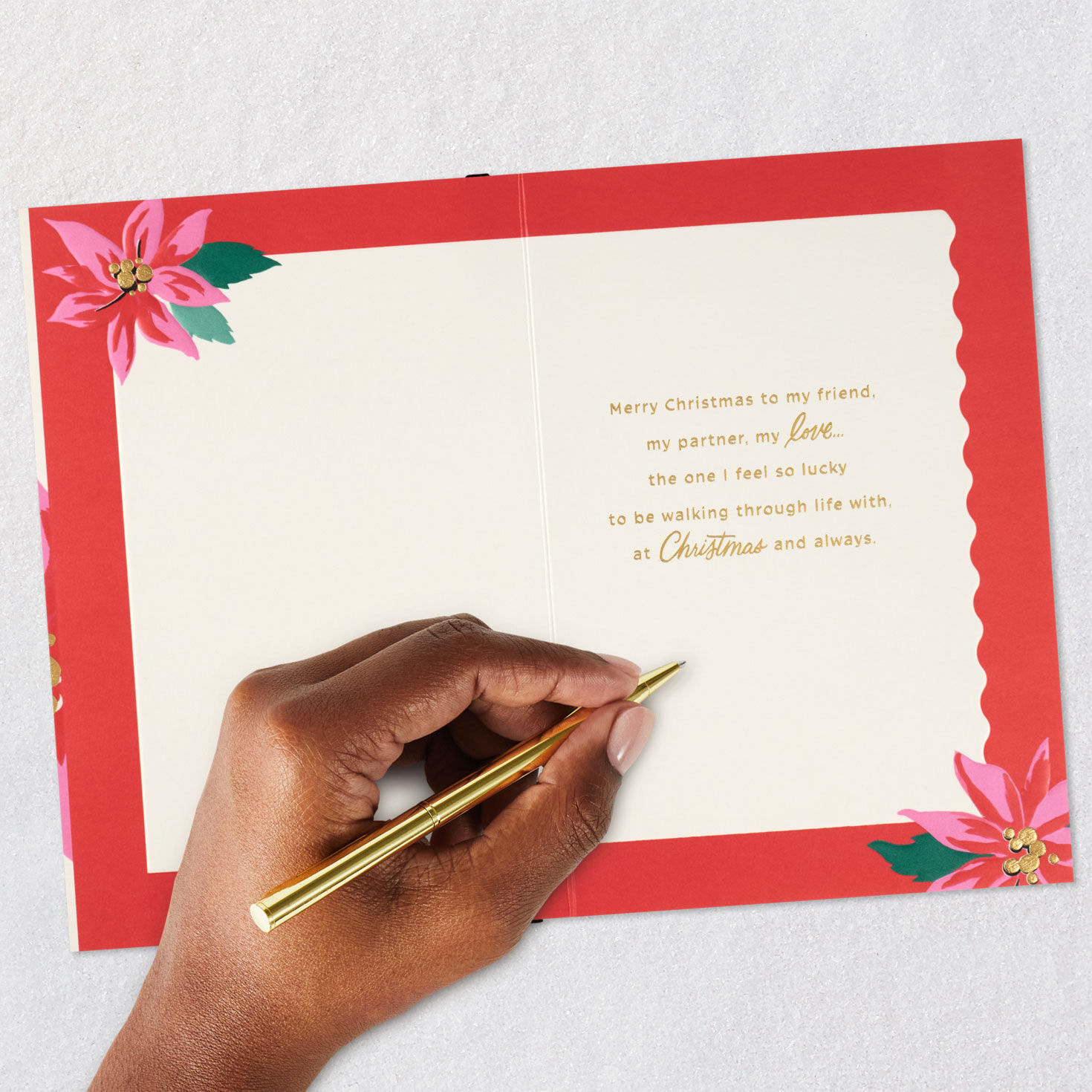 Vintage Flowers Lacey Chabert Romantic Christmas Card Signing card image number 7