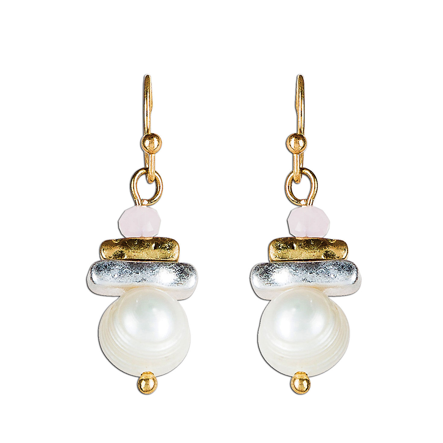 Rain Jewelry Stacked Silver, Gold and Pearl Drop Earrings, , large image number 1