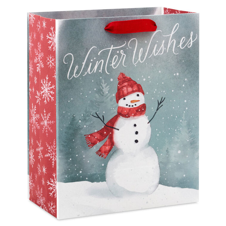 Snowman in Red Scarf and Hat Medium Gift Bag Back image number 6