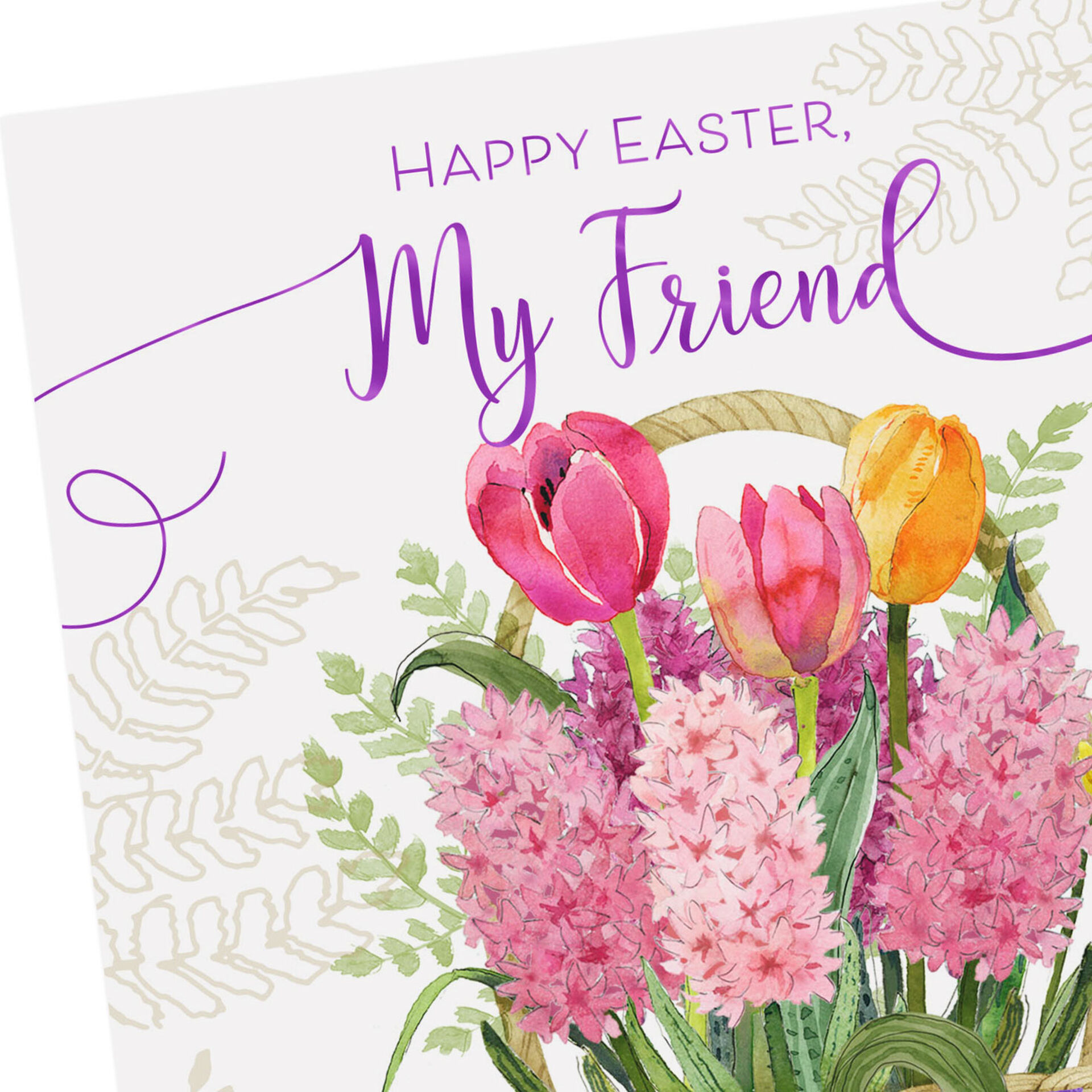 Hyacinth and Tulip Basket Easter Card for Friend Greeting Cards
