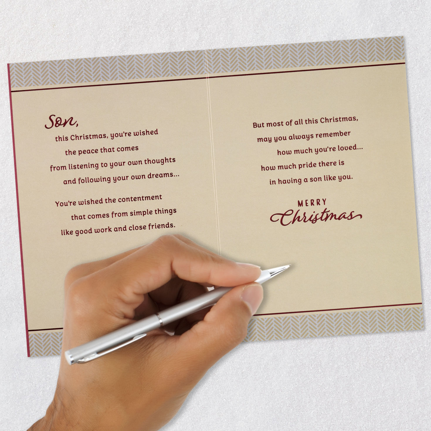 Cardinal in Snowy Tree Son Christmas Card Signing card image number 8