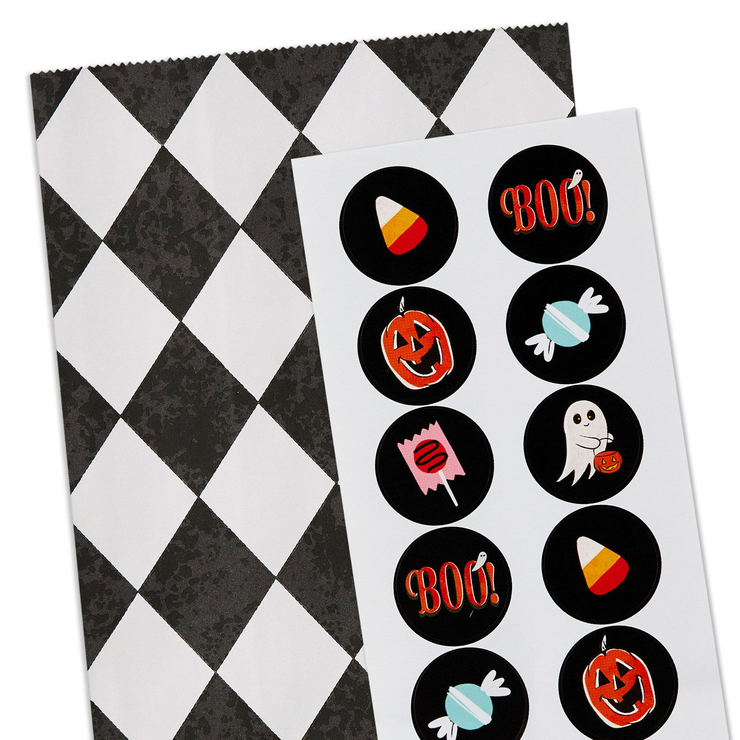 Black and Gray Diamonds Goody Bags with Stickers closeup view image number 6