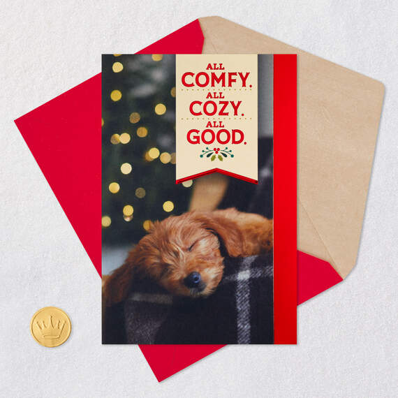 Comfy, Cozy Puppy Dog Christmas Card, , large image number 5