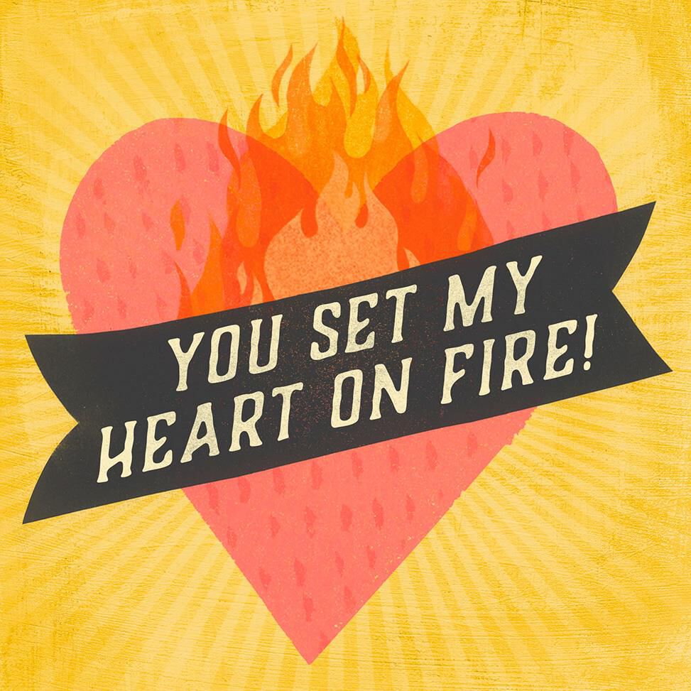 My Heart's on Fire Musical Love Card
