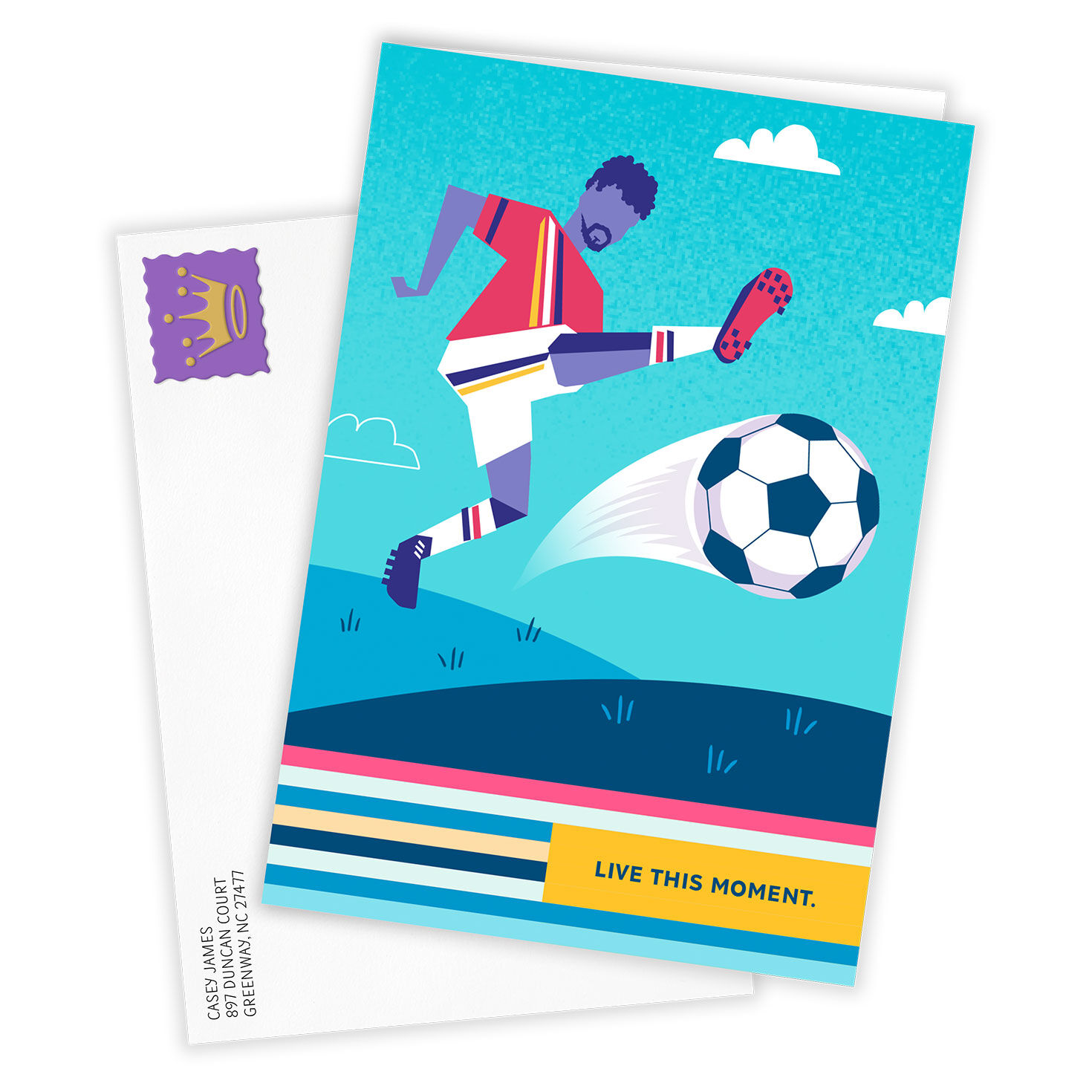 Soccer Player Modern Illustration Personalized Card Card Front with Envelope image number 2