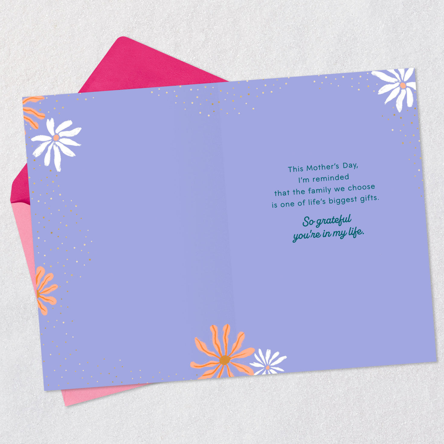 Painted Orange Flower for Like a Mom Mother's Day Card Open card with envelope image number 3