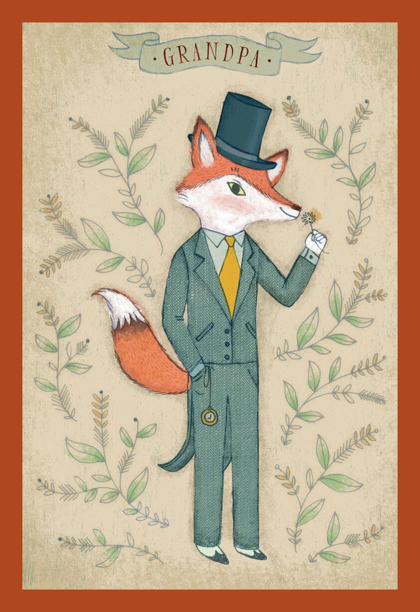 Dapper Fox Birthday Card for Grandpa