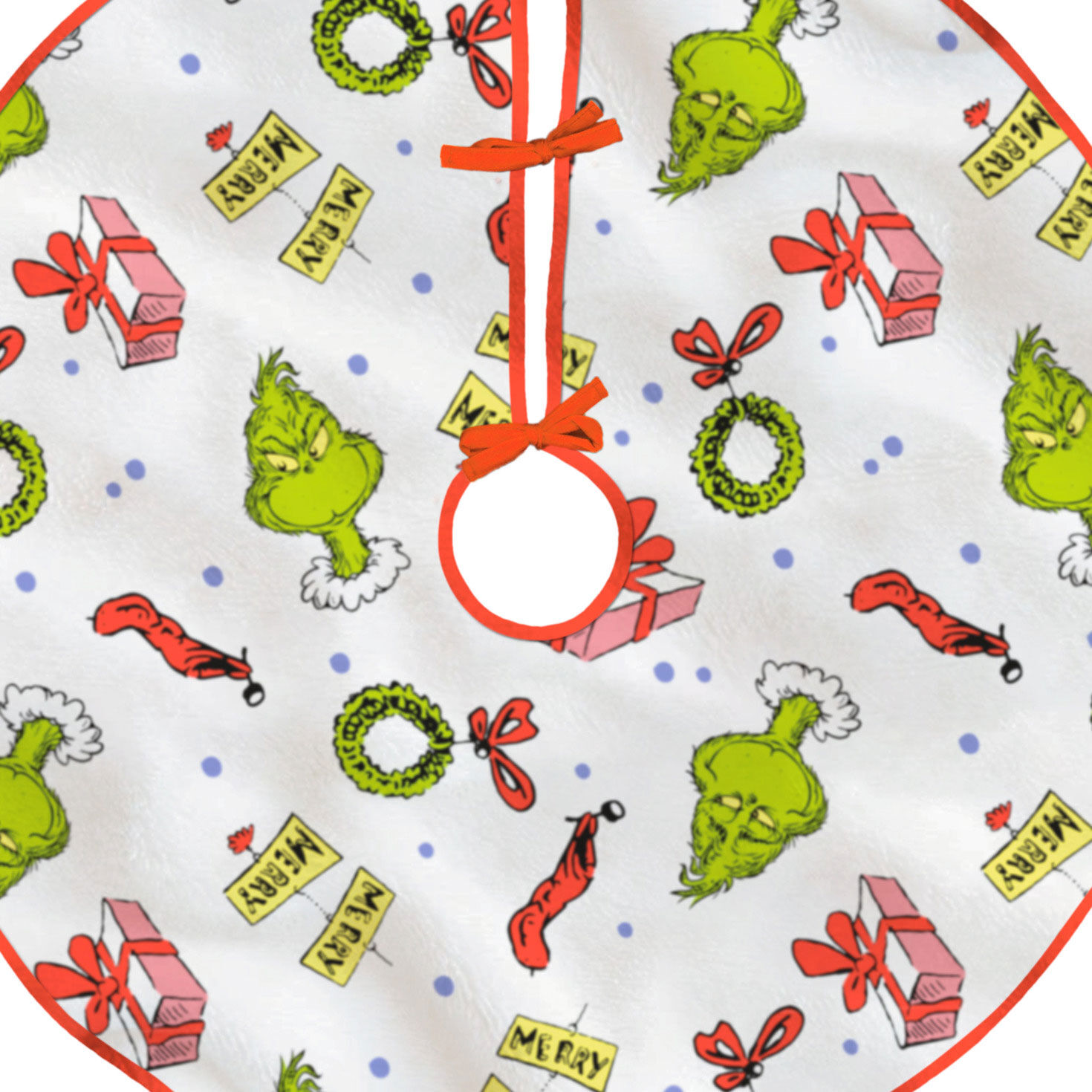 Grinch Christmas Tree Skirt closeup detail image number 5