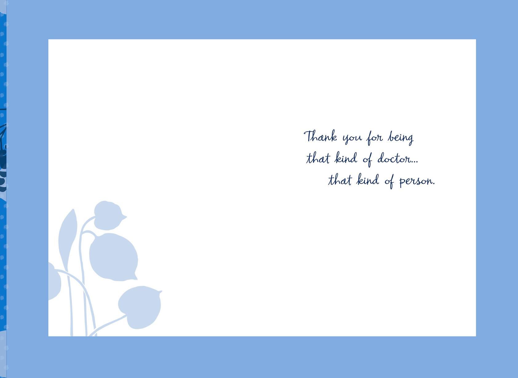 Blue and Gold Flowers Thank You Card for Doctor