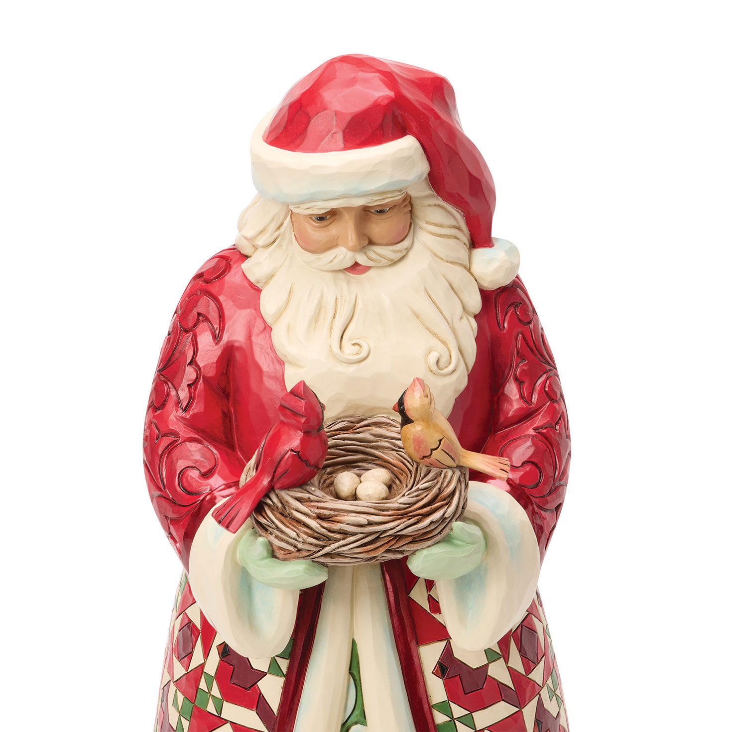 Santa Holding Bird Nest Jim Shore Statue upclose view image number 5