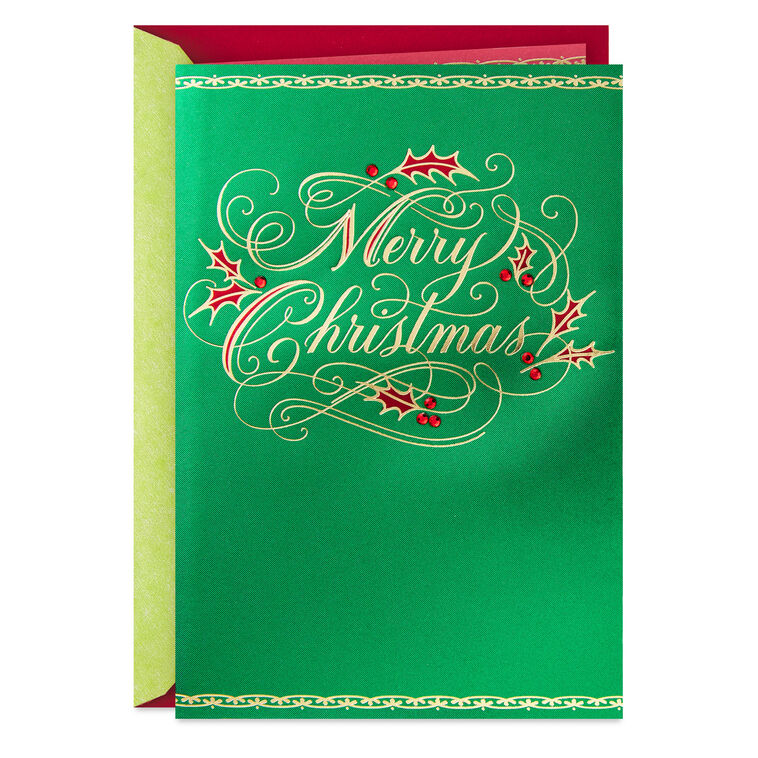Green and Gold Christmas Card Card Front image number 1