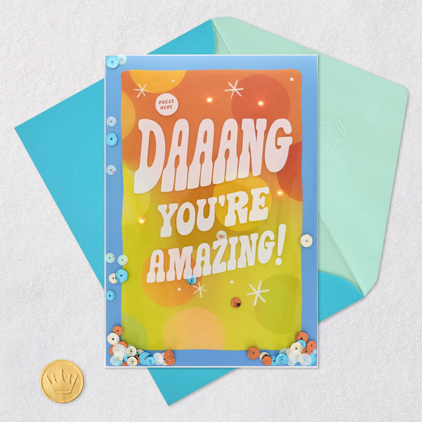 Groovy Lettering and Stars Musical Birthday Card Card Front with Envelope and Gold Seal image number 5