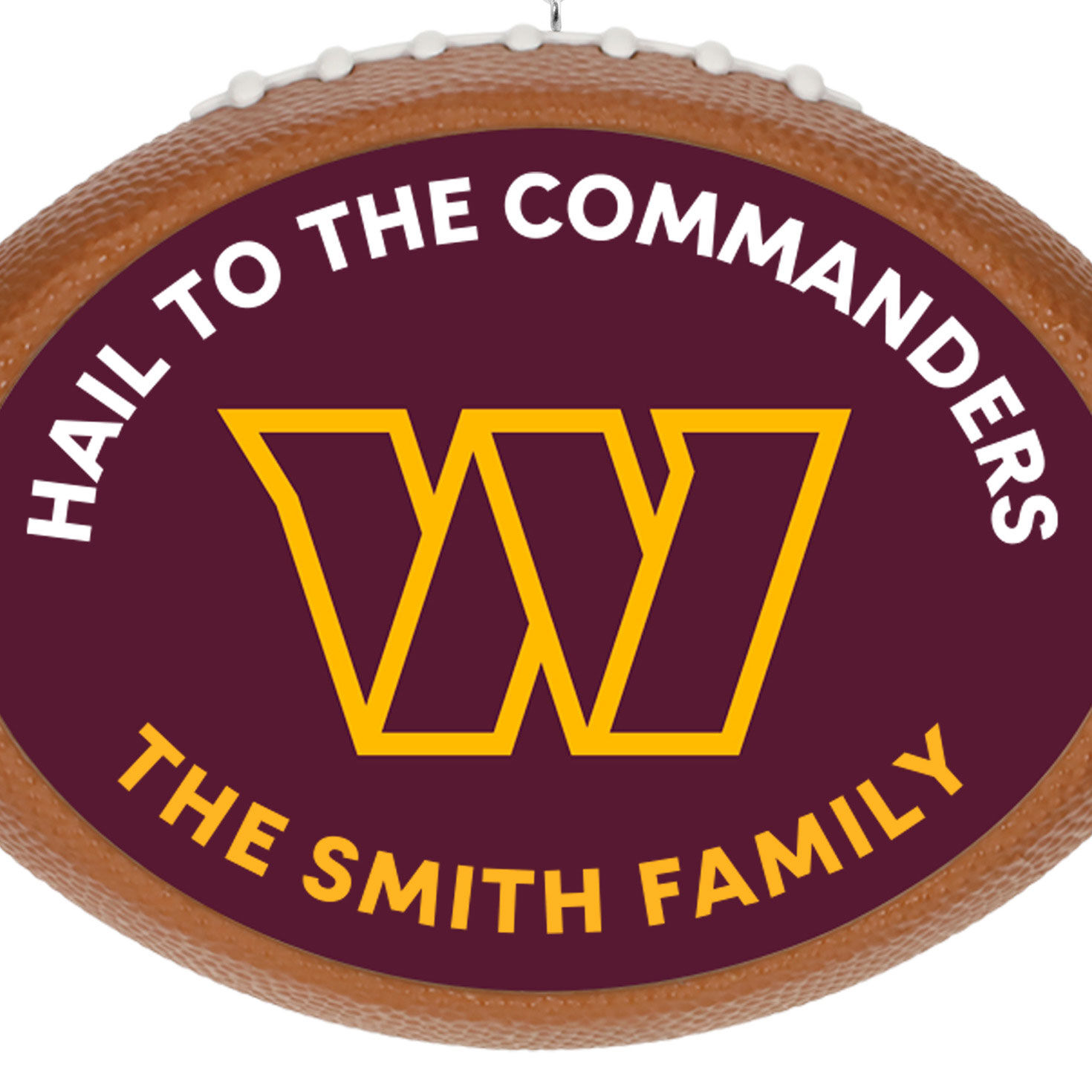 Commanders Football Personalized Text Ornament upclose view image number 5