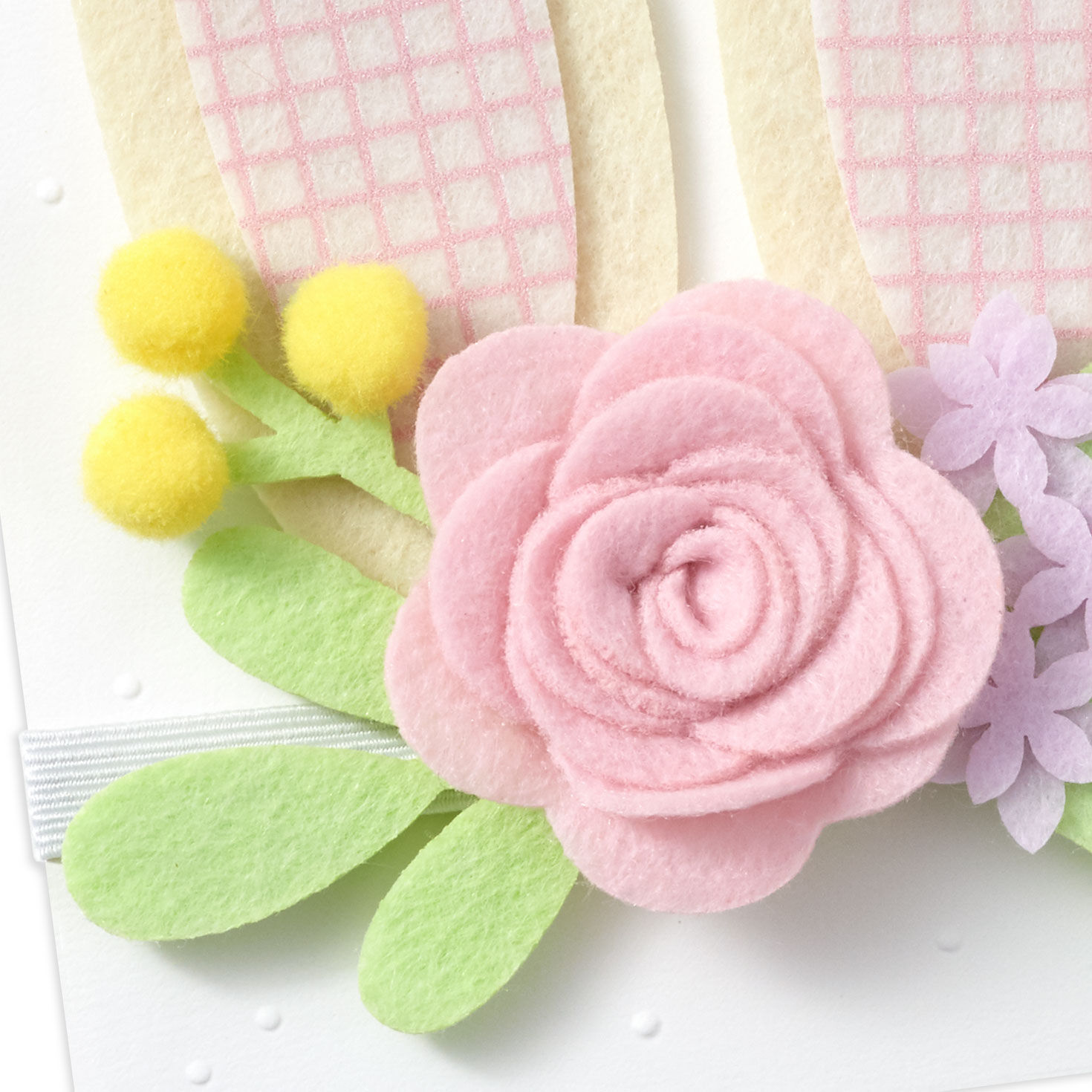 Pink Plaid Bunny Ears Headband Easter Card for Kids Card Front Detail image number 4