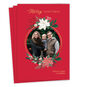 Gold Circle Poinsettias Christmas Photo Card front fanned image number 1
