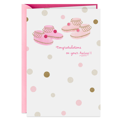 Happiness and Love New Baby Card for Twin Girls, 