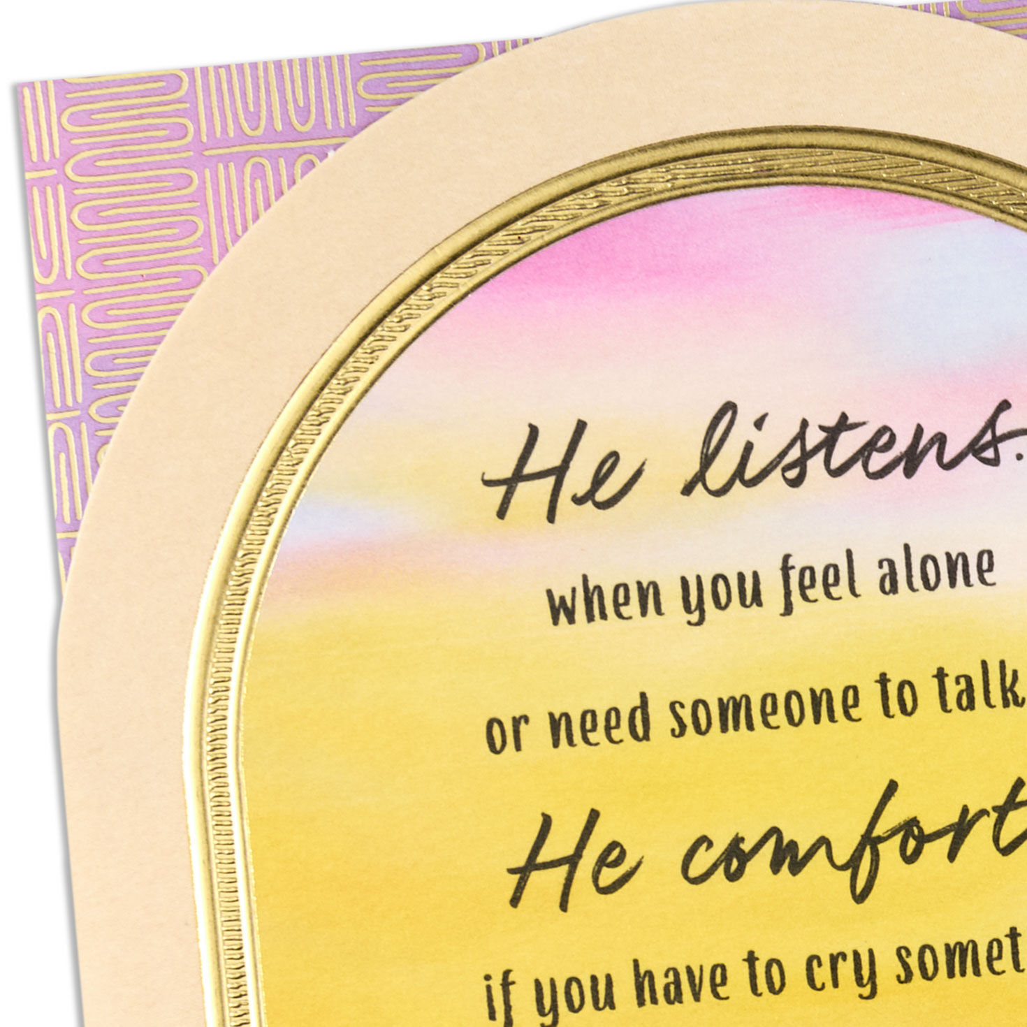 Yellow Orange Brushstrokes Gold Arch Sympathy Card Card Front Detail image number 4