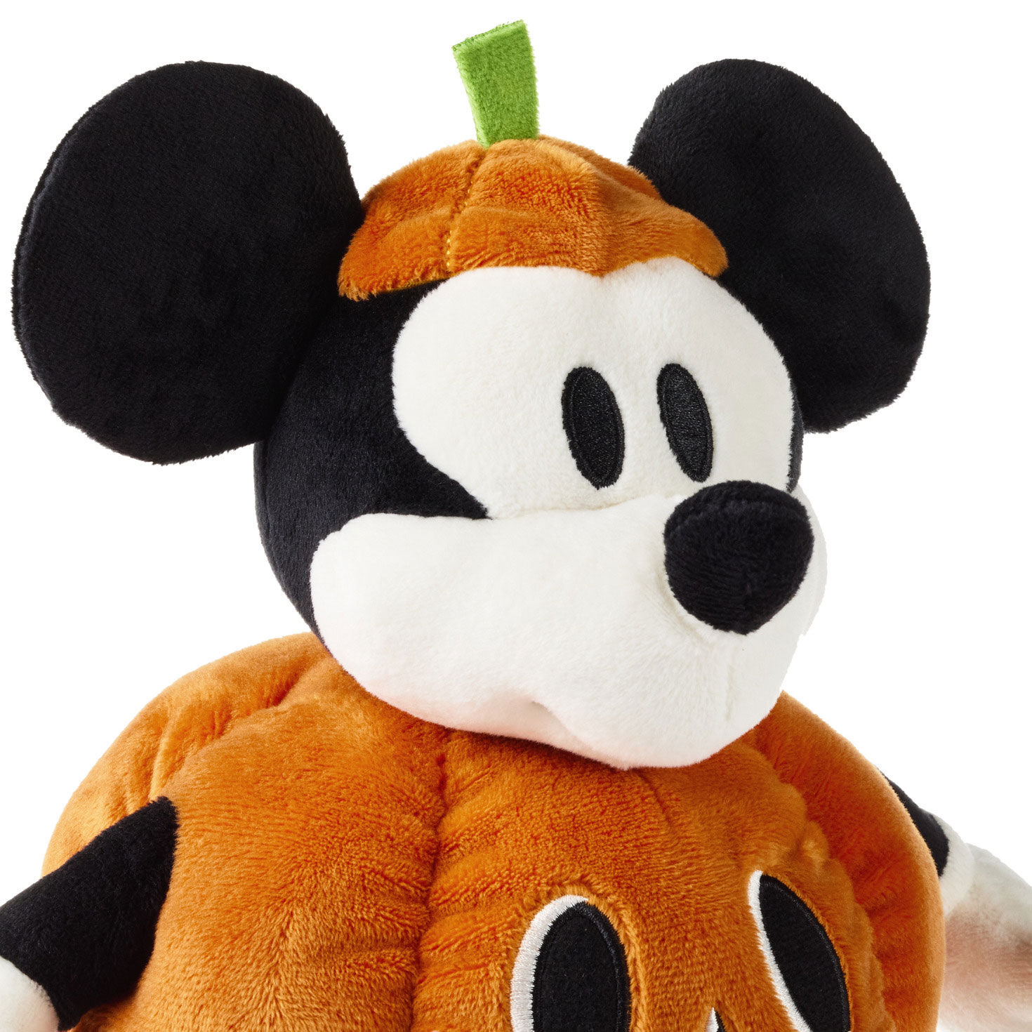 Mickey Mouse Pumpkin Plush With Sound and Motion upclose face detail image number 4