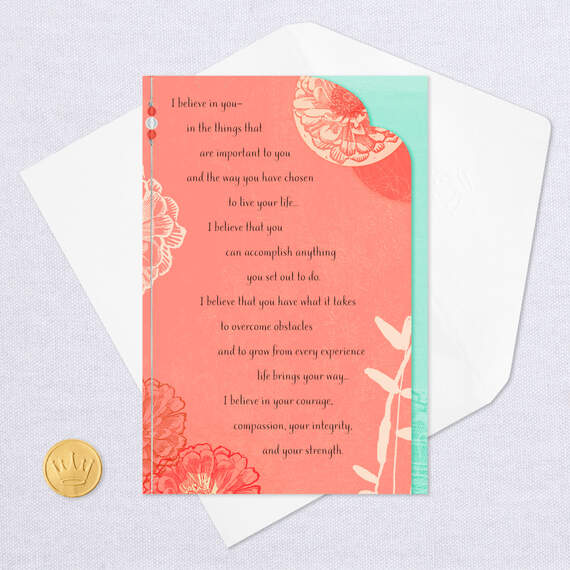 I Believe in You Orange Floral Encouragement Card, , large image number 5