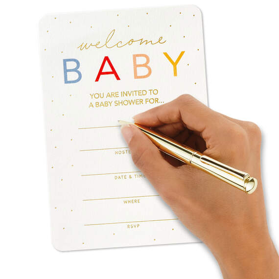 Gold Dots Fill-in-the-Blank Baby Shower Invitations, Pack of 10, , large image number 4