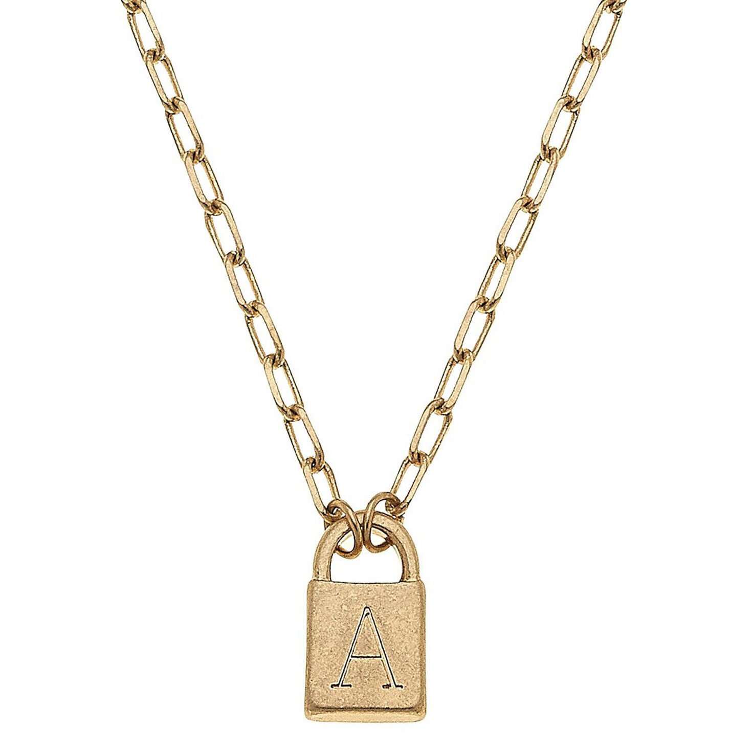 Gold padlock necklace clearance