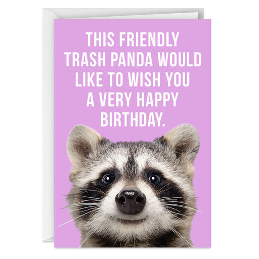 Friendly Trash Panda Funny Birthday Card, 