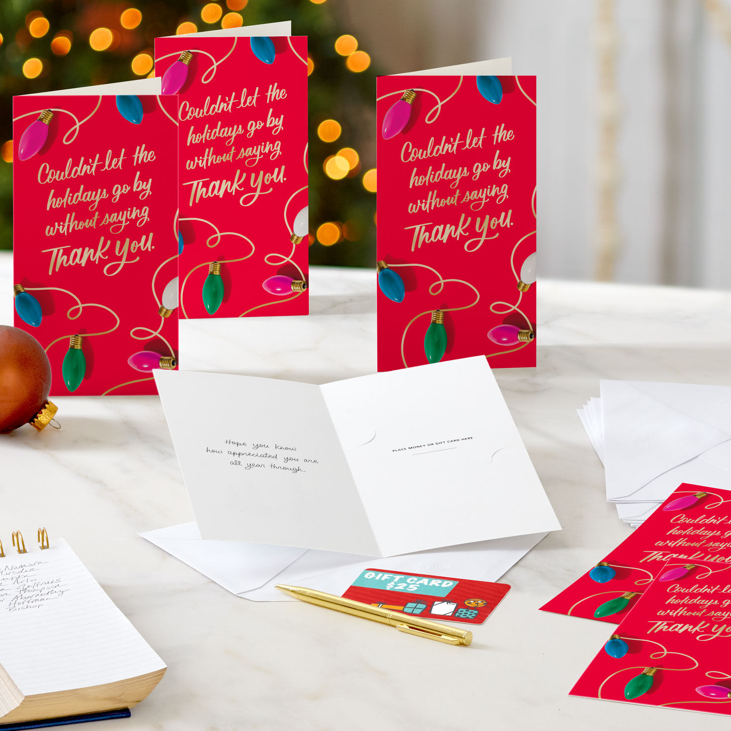 Light String on Red Money-Holder Christmas Cards in use image number 7